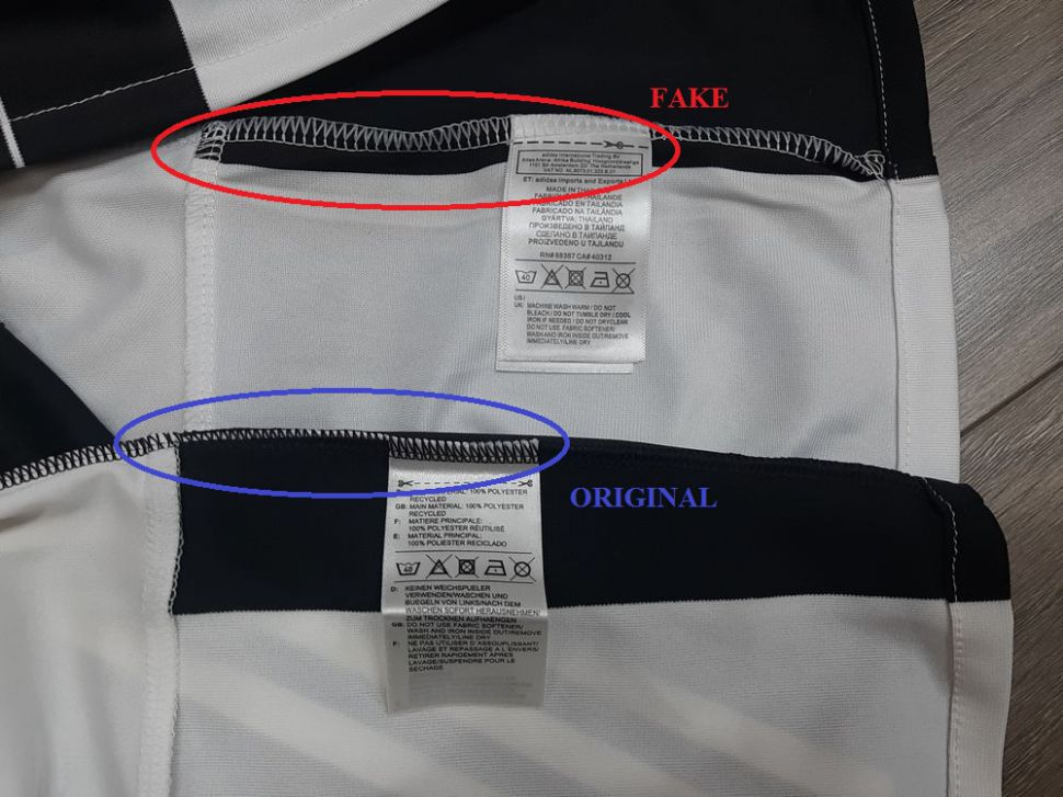Phân biệt hàng Original và fake đối với áo Adidas
