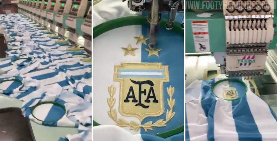 Lộ video sản xuất áo Argentina phiên bản 3 ngôi sao