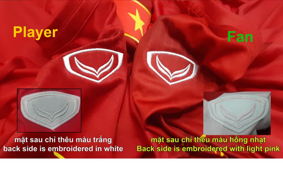 Khác nhau của bản player và fan áo Việt Nam 2016 home