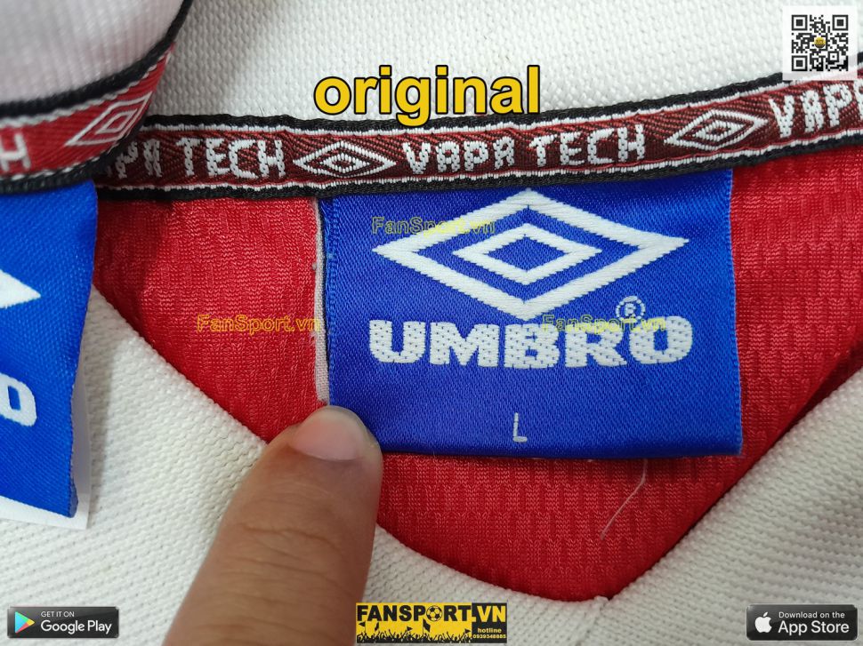 Cách check legit áo Umbro giai đoạn 1992-2000