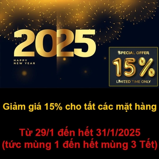 Chúc mừng năm mới 2025 - Giảm 15% toàn website