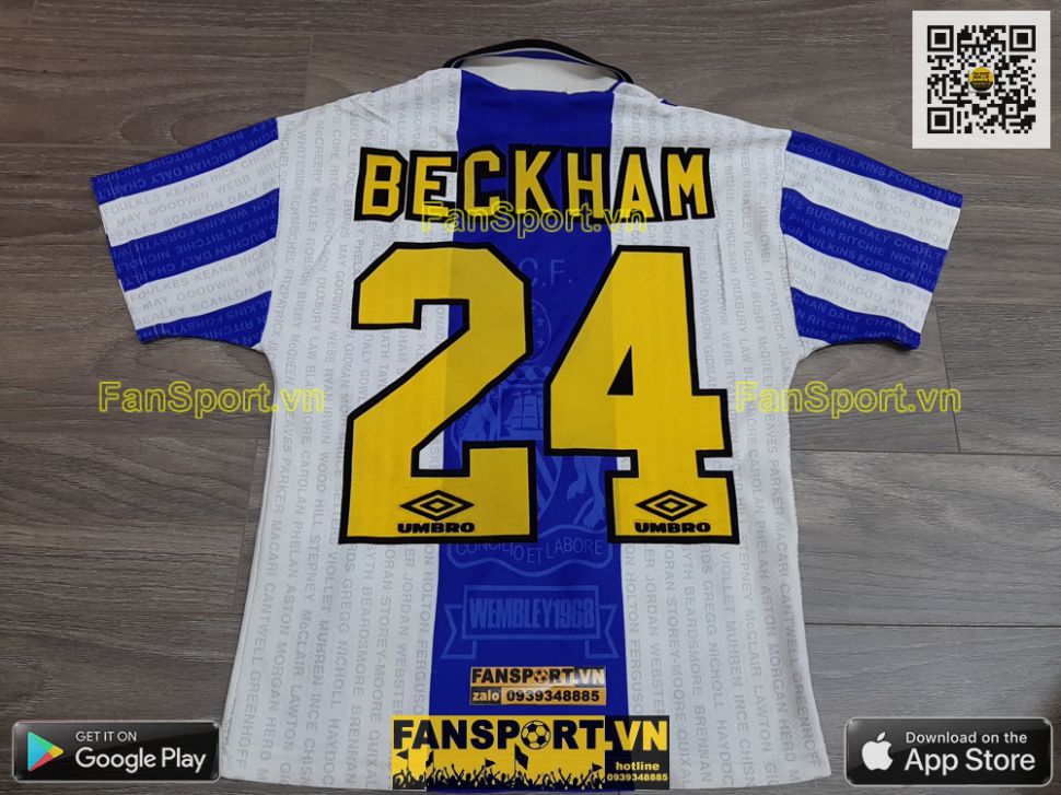 Áo Beckham 24 Manchester United 1994-1995-1996-1997 third shirt Umbro