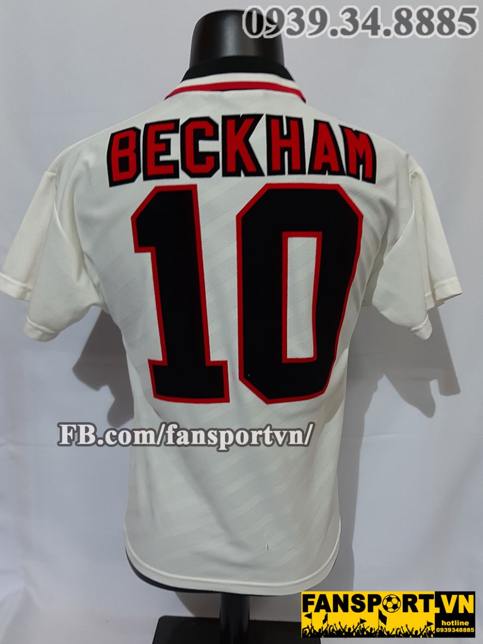 Áo đấu Beckham #10 Manchester United 1996-1997 away shirt jersey white