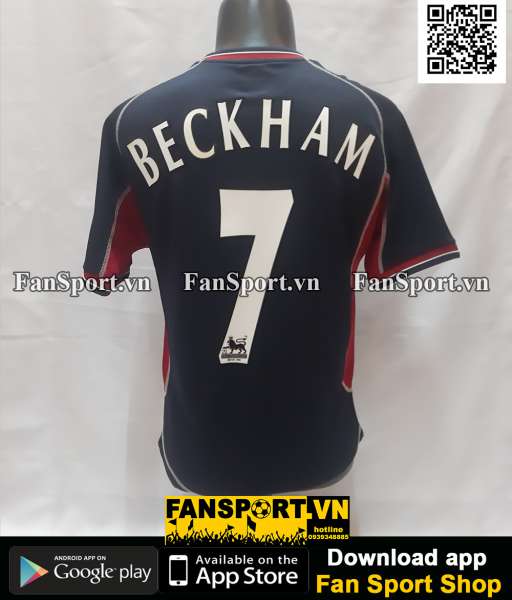 Áo Beckham 7 Manchester United 2000-2001 third shirt jersey blue