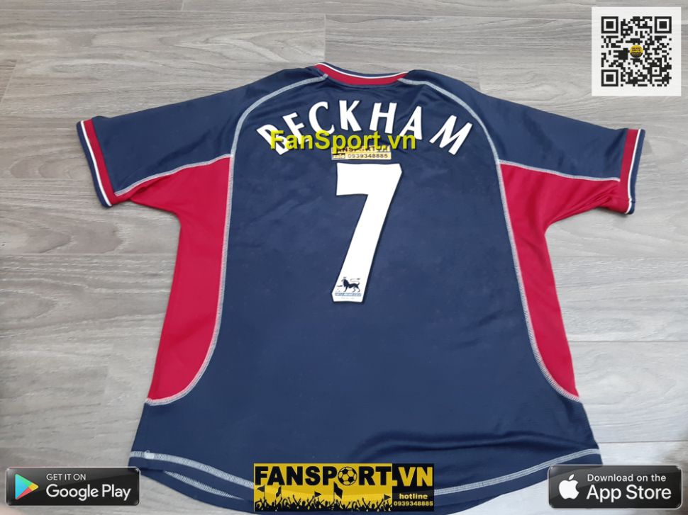 Áo đấu Beckham 7 Manchester United 2000-2001 third shirt jersey blue