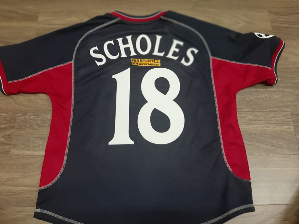 Áo đấu Scholes #18 Manchester United 2000-2001 third shirt jersey blue