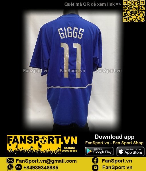 Áo Giggs 11 Manchester United 2002-2003 third shirt jersey blue 184955
