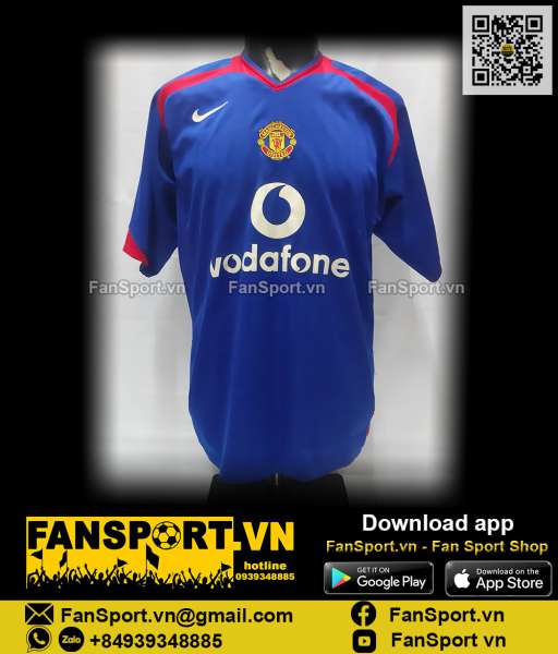 Áo đấu Manchester United 2005-2006 away shirt jersey blue 195597 Nike