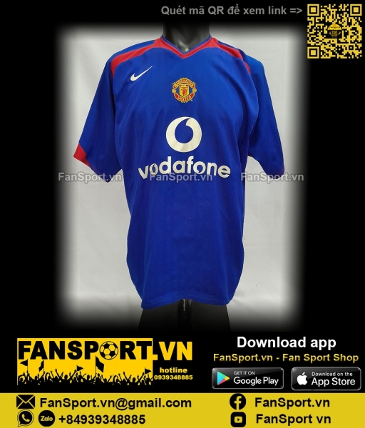 Áo đấu Manchester United 2005-2006 away shirt jersey blue 195597 Nike