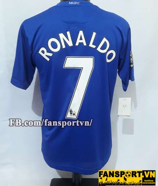 Áo Ronaldo #7 Manchester United 2008-2009 third shirt jersey blue