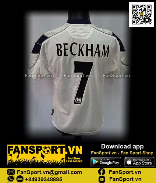 Áo đấu Beckham 7 Manchester United 2000-2001 away shirt jersey white