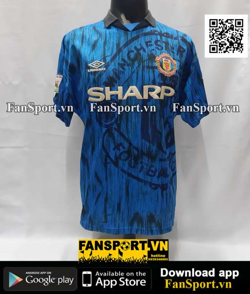 Áo đấu Cantona 7 Manchester United 1992-1993 away shirt jersey blue