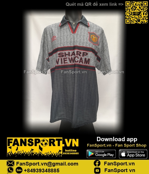 Áo đấu Cantona 7 Manchester United 1995-1996 away shirt jersey grey