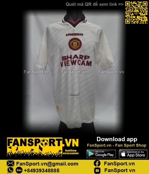 Áo đấu Cantona 7 Manchester United 1996-1998 away shirt jersey white