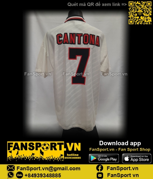 Áo đấu Cantona 7 Manchester United 1996-1998 away shirt jersey white