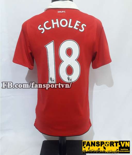Áo đấu Scholes #18 Manchester United 2010-2011 home shirt jersey red