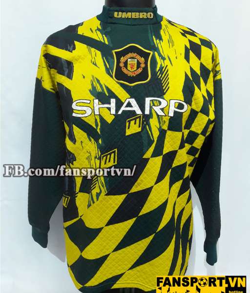 Áo Manchester United 1994-1997 third goalkeeper shirt green yellow