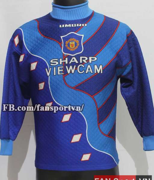 Áo Manchester United 1995-1996 away goalkeeper shirt jersey blue