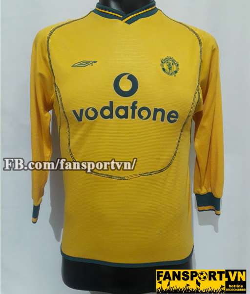 Áo Manchester United 2000-2001 third goalkeeper shirt jersey yellow