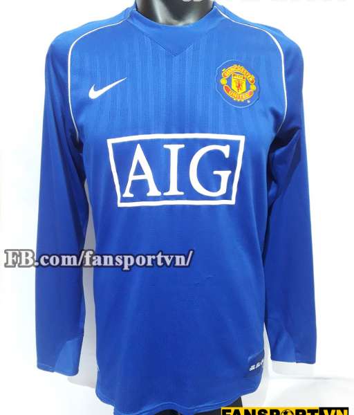 Áo Manchester United 2007-2008 home goalkeeper shirt jersey blue