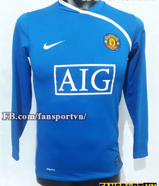 Áo Manchester United 2008-2009 away goalkeeper shirt jersey blue
