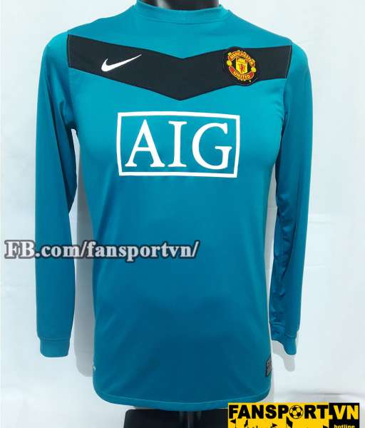 Áo Manchester United 2009-2010 away goalkeeper shirt jersey blue