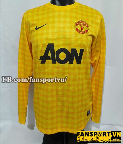 Áo De Gea 1 Manchester United 2012-2013 goalkeeper shirt yellow 479284