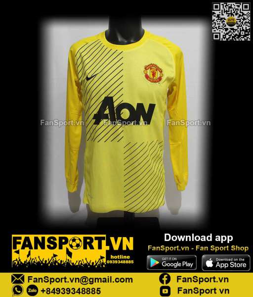 Áo De Gea 1 Manchester United 2013-2014 away goalkeeper shirt yellow