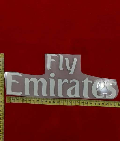 Decal white FLY EMIRATES sponsor logo fan version