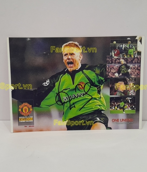 Ảnh chữ ký Peter Schmeichel Manchester United 1999 signed hand photo