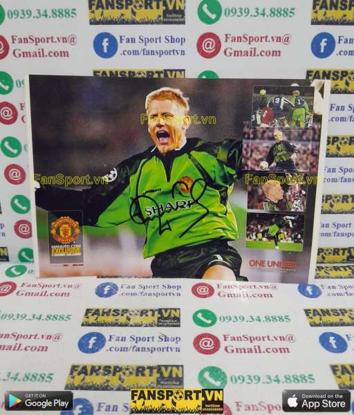 Ảnh chữ ký Peter Schmeichel Manchester United 1999 signed hand photo