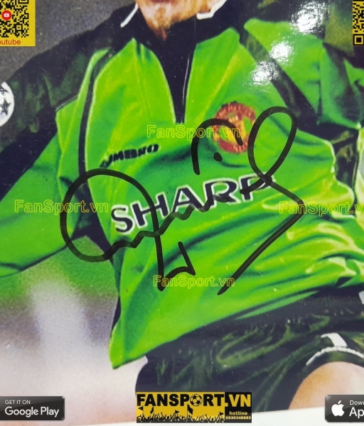 Ảnh chữ ký Peter Schmeichel Manchester United 1999 signed hand photo