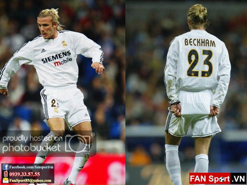 Áo đấu Beckham #23 Real Madrid 2003-2004 home shirt jersey white