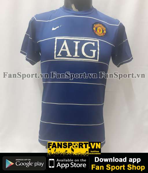 Áo tập Manchester United 2008-2009 training pre match shirt blue