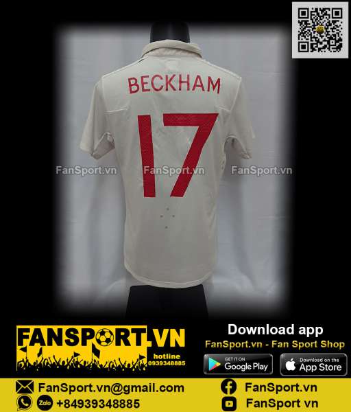 Áo đấu Beckham 17 England 2009-2010 home shirt jersey white Umbro