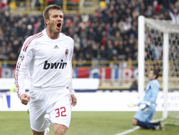 Áo đấu Beckham #32 AC Milan 2008-2009 away shirt jersey white