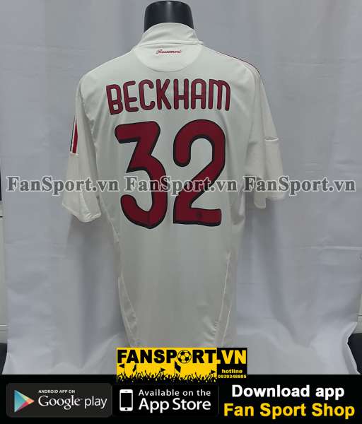 Áo đấu Beckham #32 AC Milan 2008-2009 away shirt jersey white