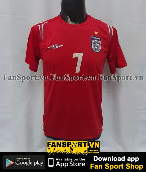 Áo đấu Beckham #7 England 2004-2005-2006 away shirt jersey red