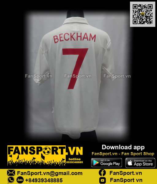 Áo đấu David Beckham 7 England 2009-2010 home shirt jersey white Umbro