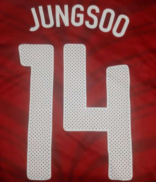 Font Jungsoo 14 South Korea 2010 home shirt nameset