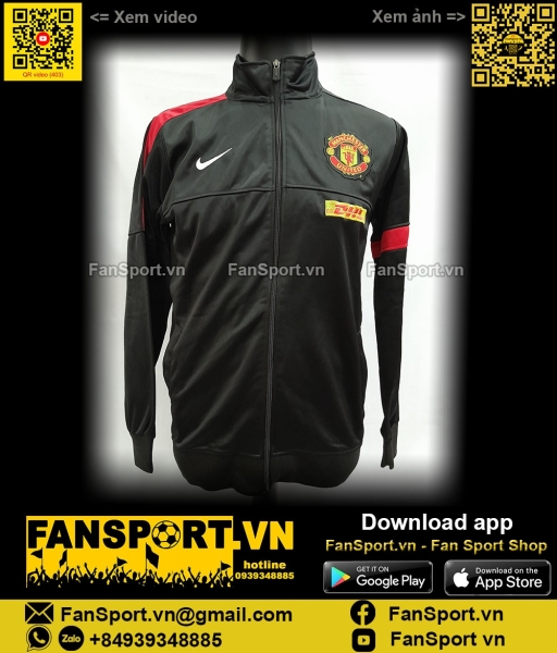 Áo khoác Manchester United 2012-2013 đen jacket shirt jersey black