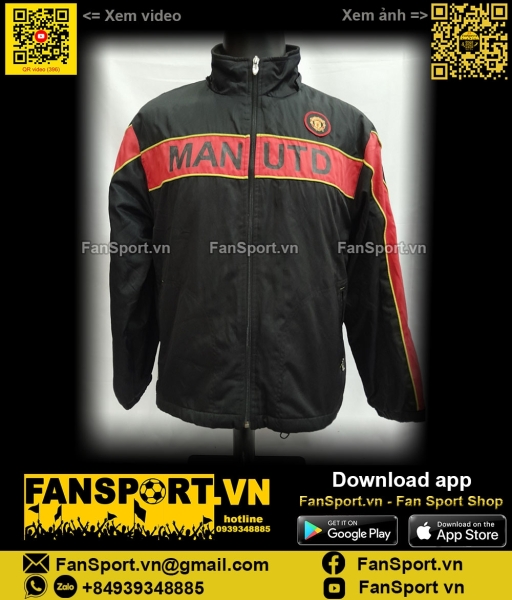 Áo khoác Manchester United đen jacket shirt jersey black L