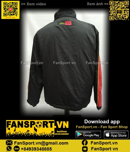 Áo khoác Manchester United đen jacket shirt jersey black L