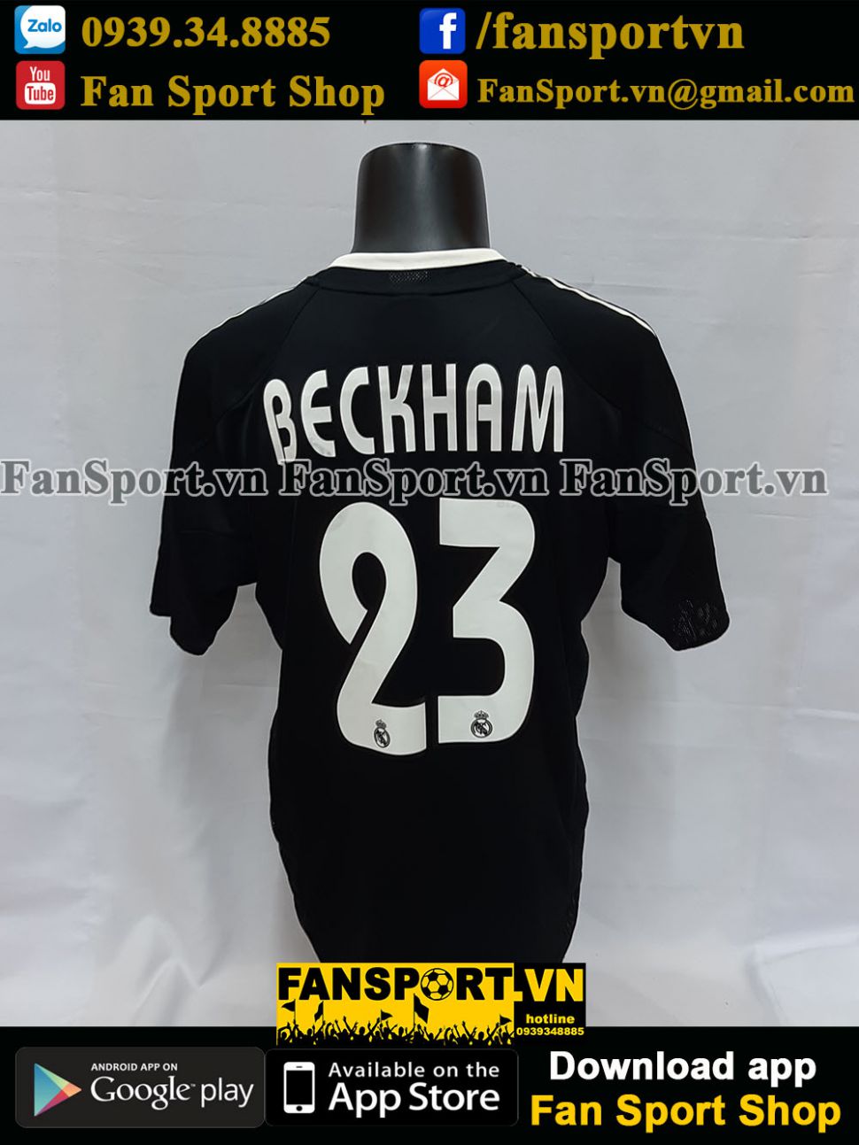 Áo đấu Beckham #23 Real Madrid 2004-2005 away shirt jersey black