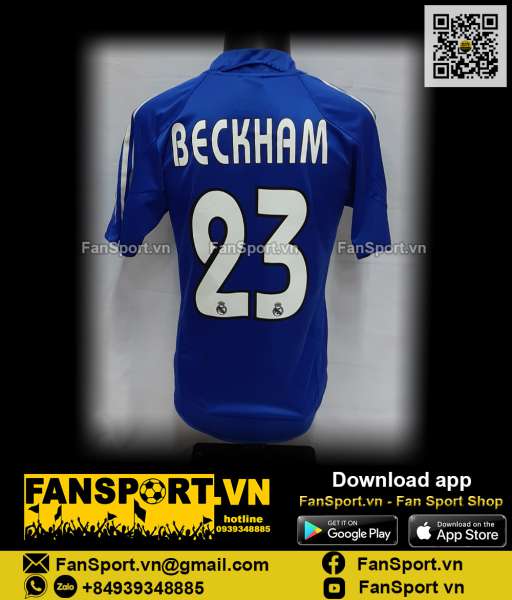 Áo đấu Beckham 23 Real Madrid 2004-2005 third shirt jersey blue 367817