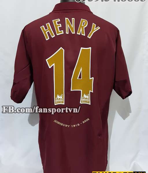 Áo đấu Henry #14 Arsenal Highbury 2005-2006 home shirt jersey red