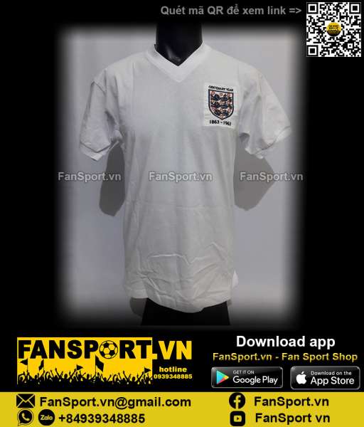 Áo England kỉ niệm 100 Score Draw 1863-1963 home shirt jersey white