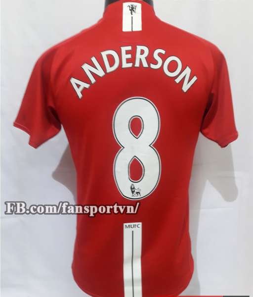 Áo đấu Anderson #8 Manchester United 2007-2009 home shirt jersey red