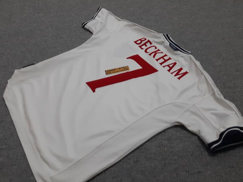 Áo đấu Beckham #7 England 1999-2000-2001 home shirt jersey white
