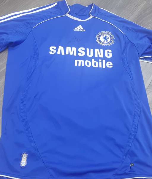 Áo đấu chữ ký Drogba Chelsea FA Cup final 2007 home shirt jersey blue